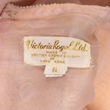XS 1980s Victoria Royal Evening Gown Hi-Lo Skirt Beaded Pearl Bodice Pink Taffeta