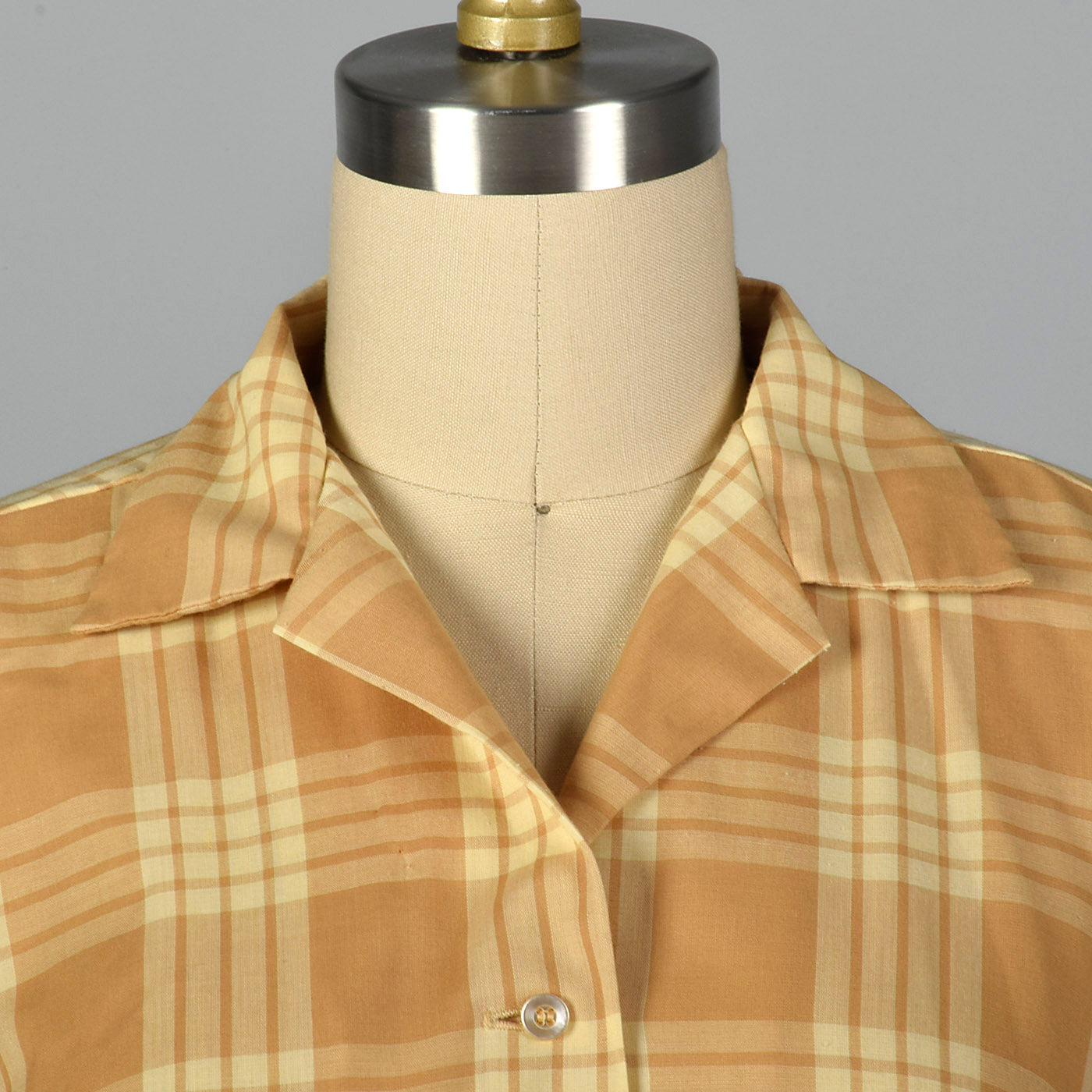1960s Plaid Shirtwaist Dress with Vented Back