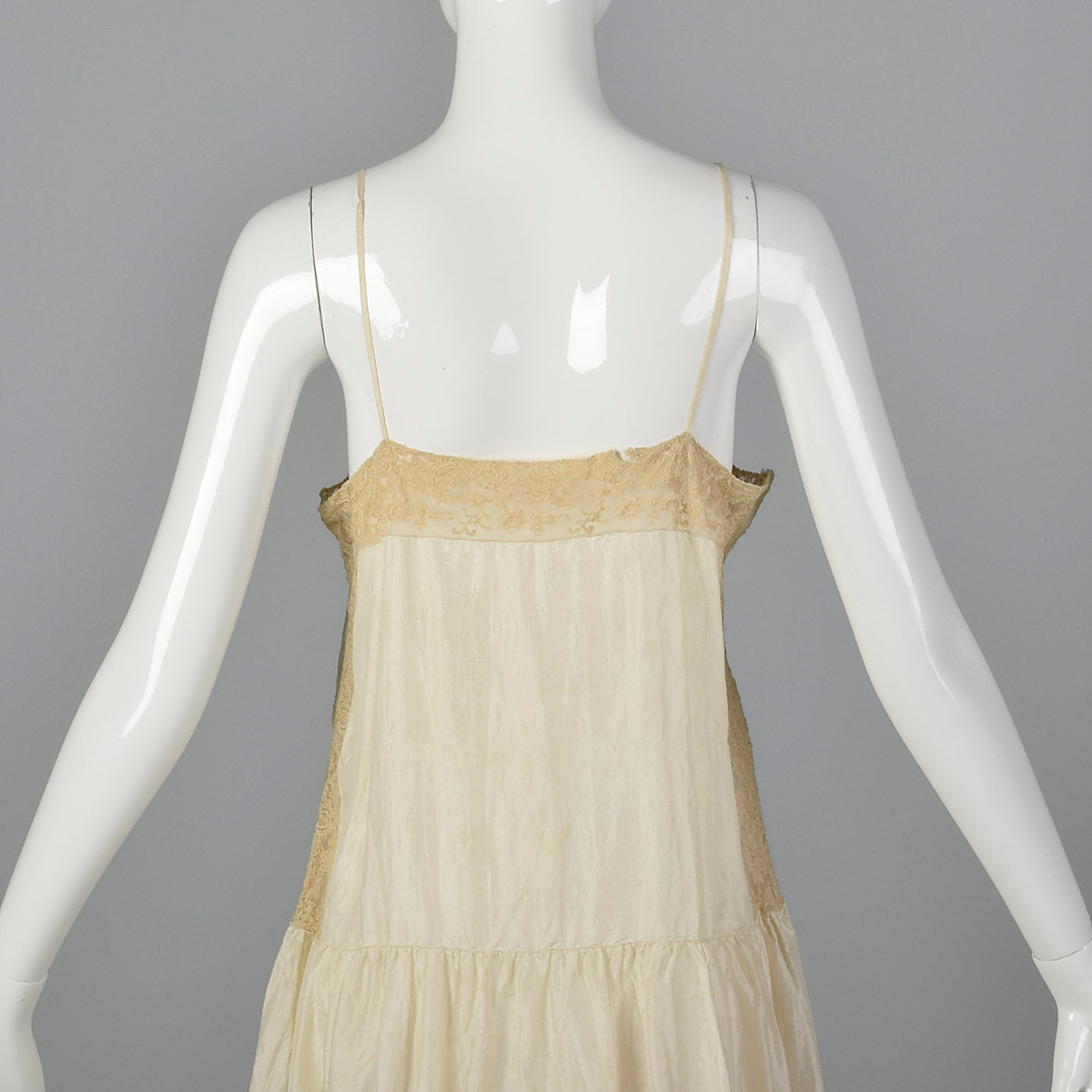 1920s Cream Silk Slip with Lace Trim