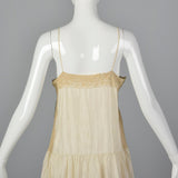 1920s Cream Silk Slip with Lace Trim