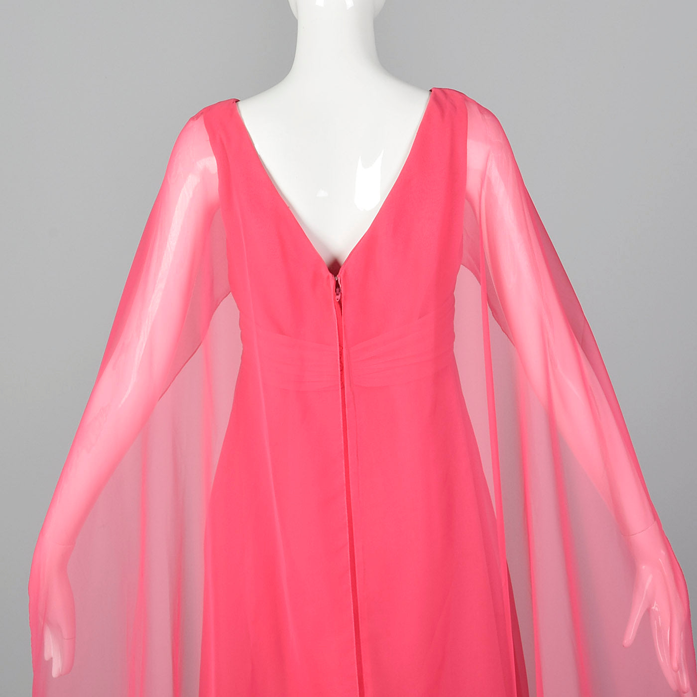 1970s Pink Maxi Dress with Sheer Float