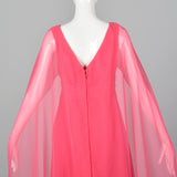 1970s Pink Maxi Dress with Sheer Float