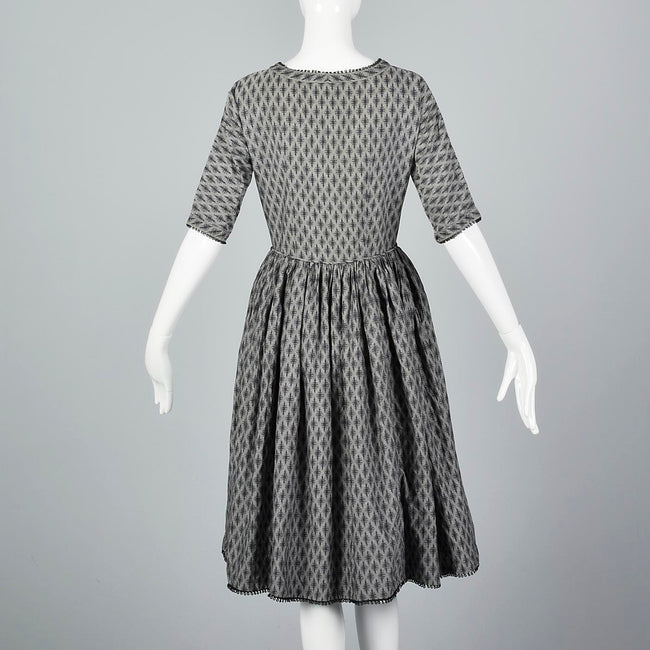 1950s Lanz Original Gray Dress with Black Trim