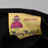 1940s Mary Muffet Black Rayon Crepe Dress