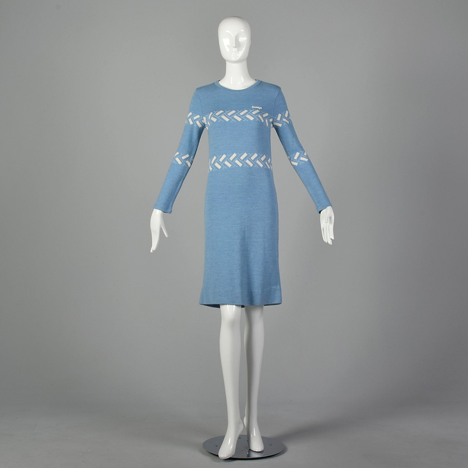 XS Courreges 1970s  Blue Sweater Dress