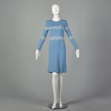 XS Courreges 1970s  Blue Sweater Dress