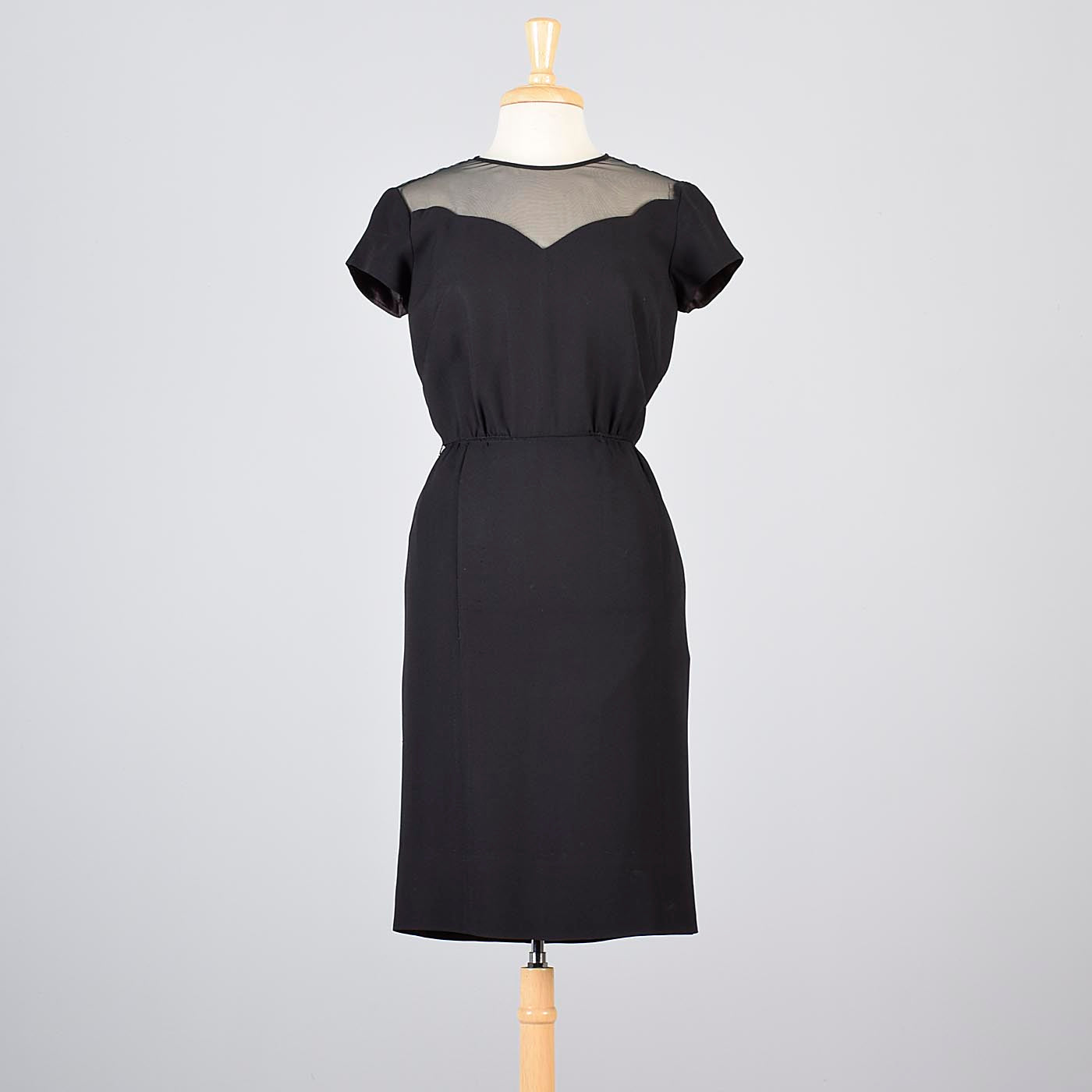 1960s Little Black Dress with Sheer Chiffon Shoulders