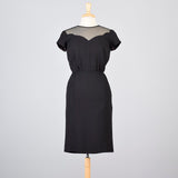 1960s Little Black Dress with Sheer Chiffon Shoulders