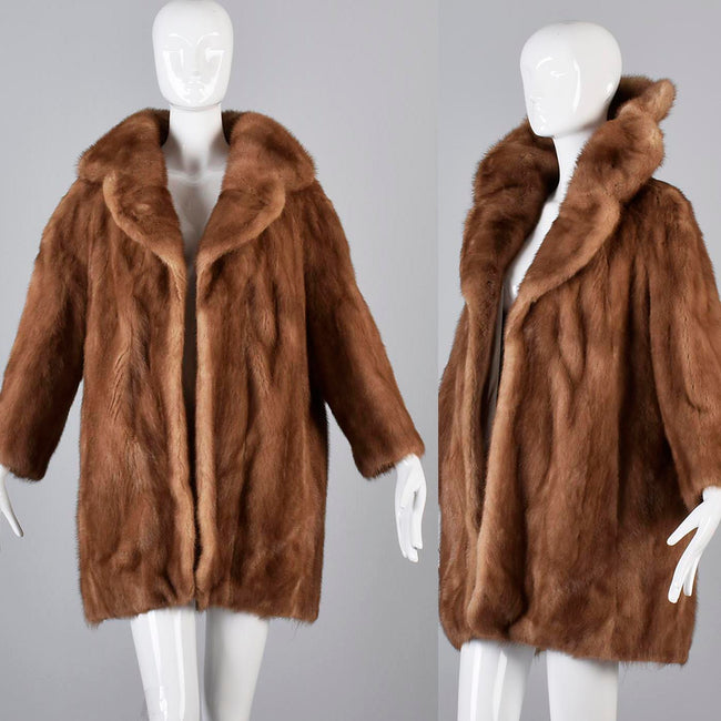 1950s Mink Coat with Dramatic Scalloped Collar