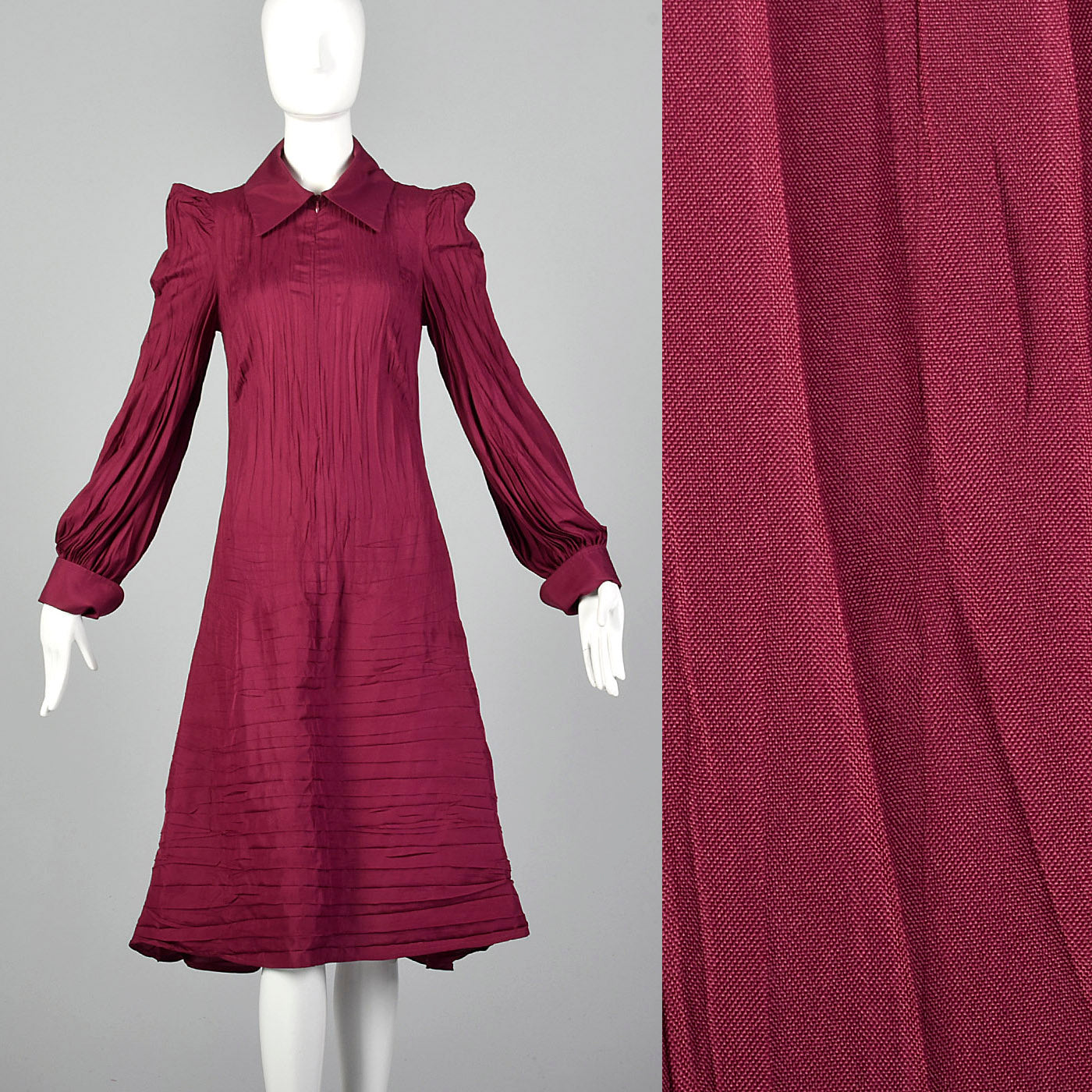 2010s Pleated Magenta Dress