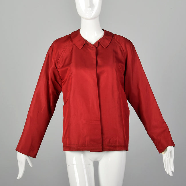 Large 1960sRed Silk Lightweight Jacket