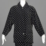 1980s Gianni Versace Skirt Oversized Blazer & Wrap Skirt in Black Velvet with White Polkadots