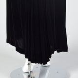 1940s Asymmetric Black Silk Velvet Dress