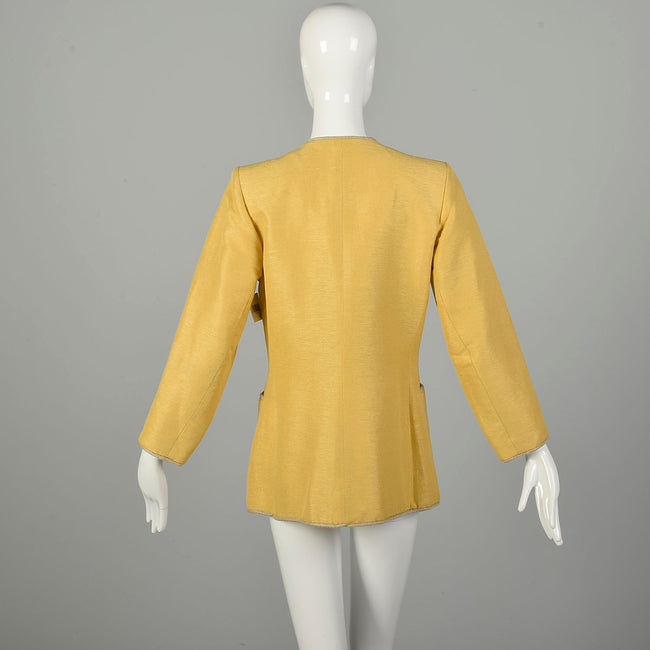 Medium 1980s Yves Saint Laurent Yellow YSL Long Clutch Coat