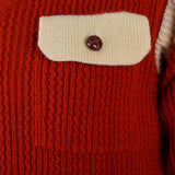 1960s Men's MOD Bright Red Pullover Sweater with White Trim