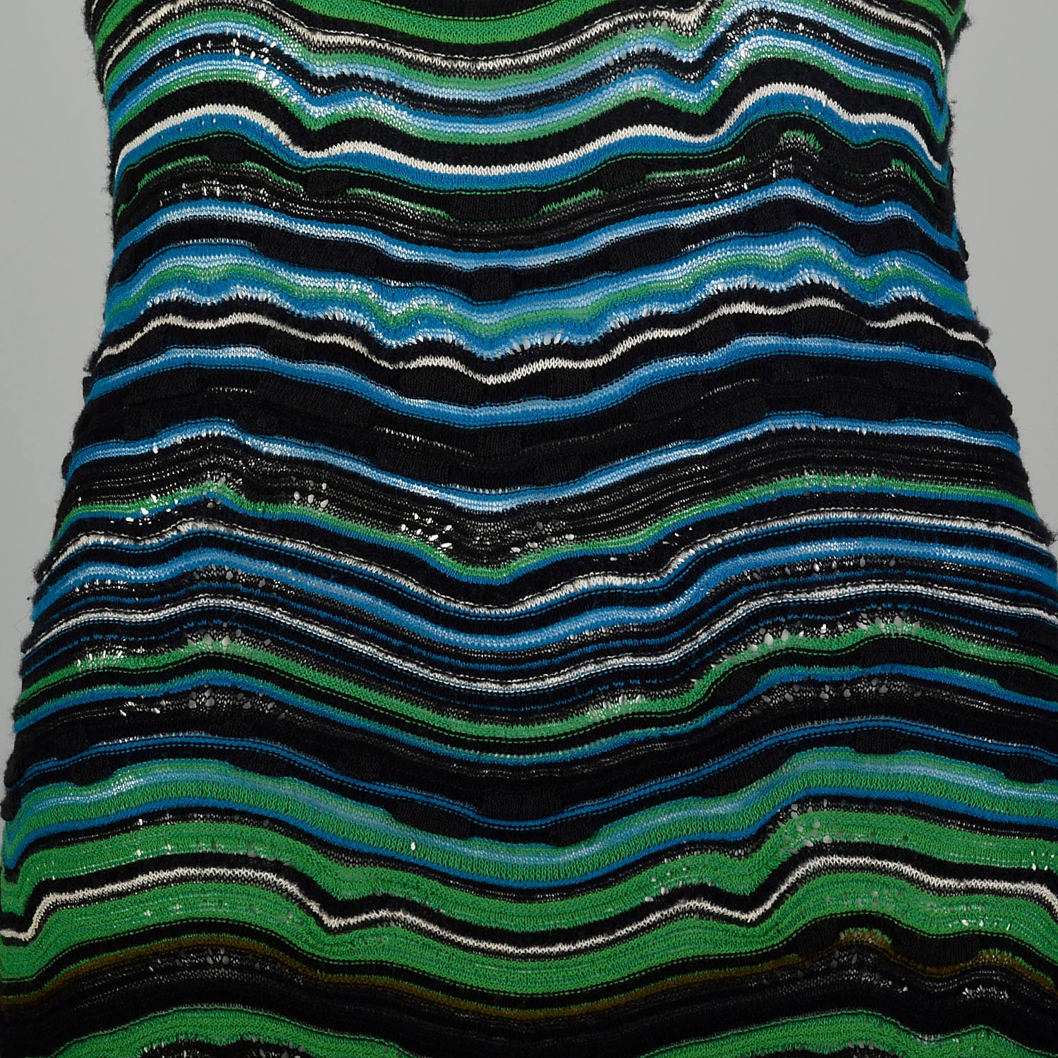 Medium M Missoni Green Knit Dress Blue Striped Long Sleeve Style & Salvage Medium M Missoni Green Knit Dress Blue Striped Long Sleeve Style & Salvage