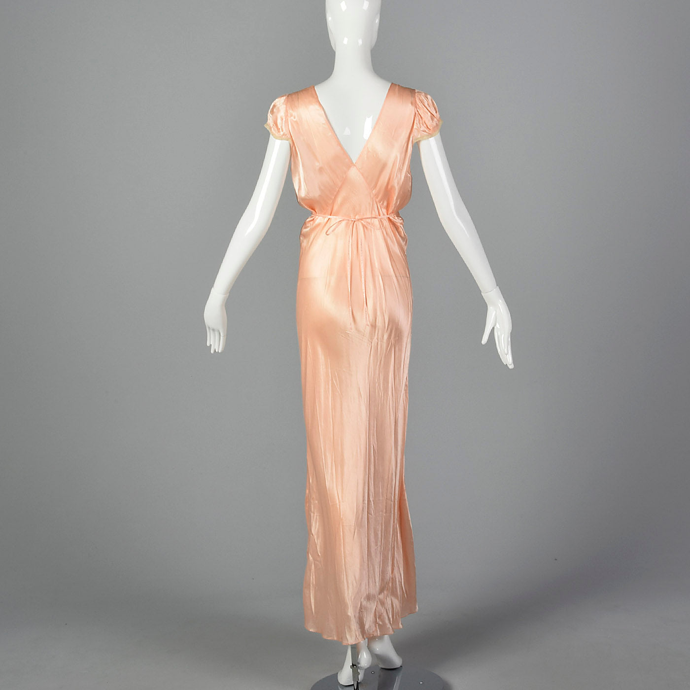 1930s Pink Satin Nightgown with Keyhole Bust