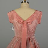 Medium 1950s Dress Pink Fit and Flare Circle Skirt Prom Evening Cocktail Gown