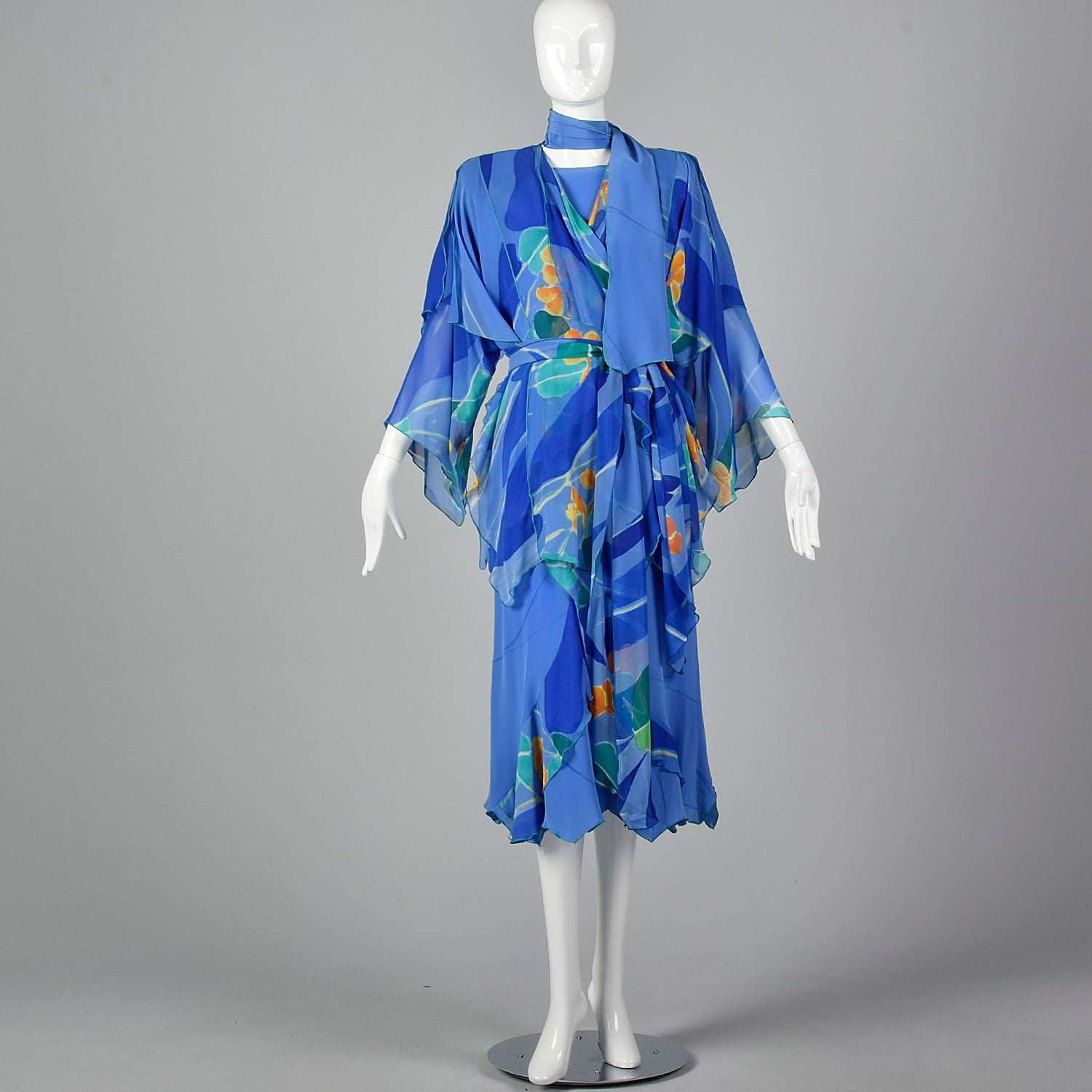 1980s Yolanda Lorenta Hand Painted Silk 3 Piece Set