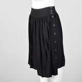 1990s Black Asymmetric Pleated Skirt