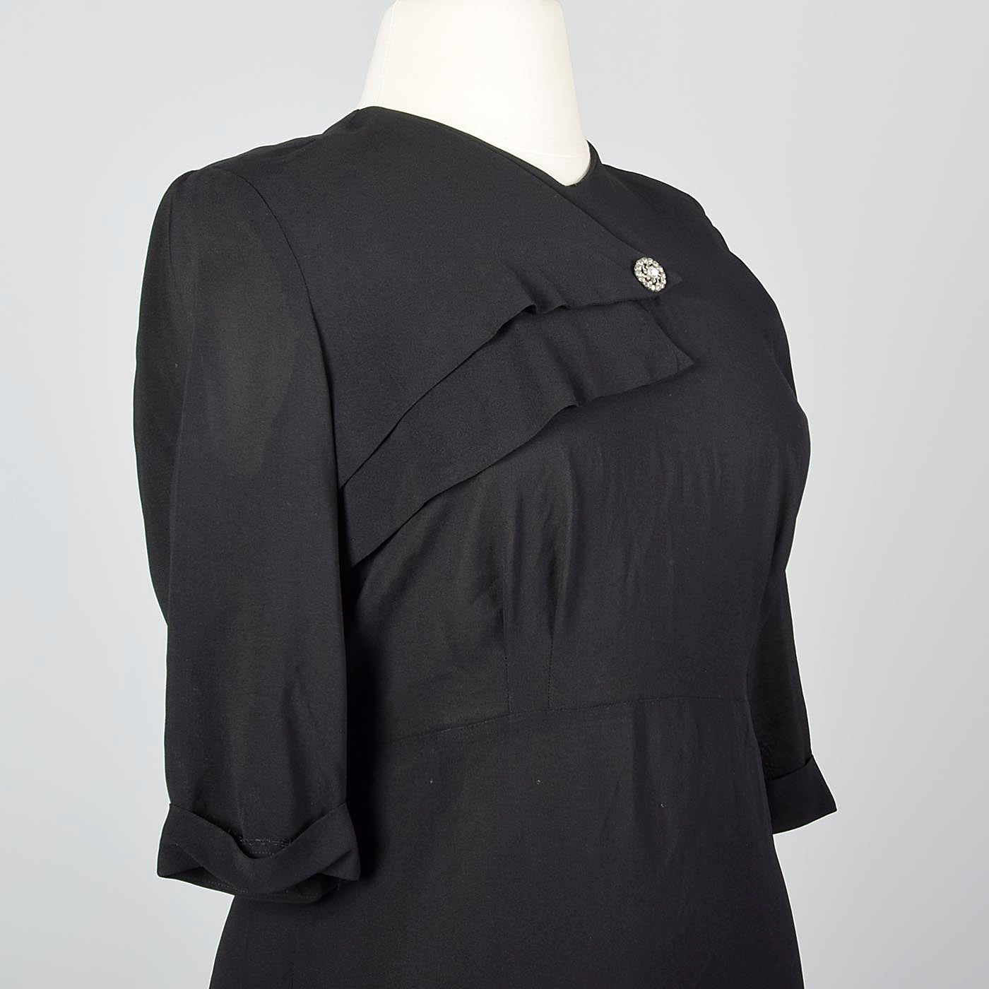 1950s Black Dress With Asymmetric Neckline