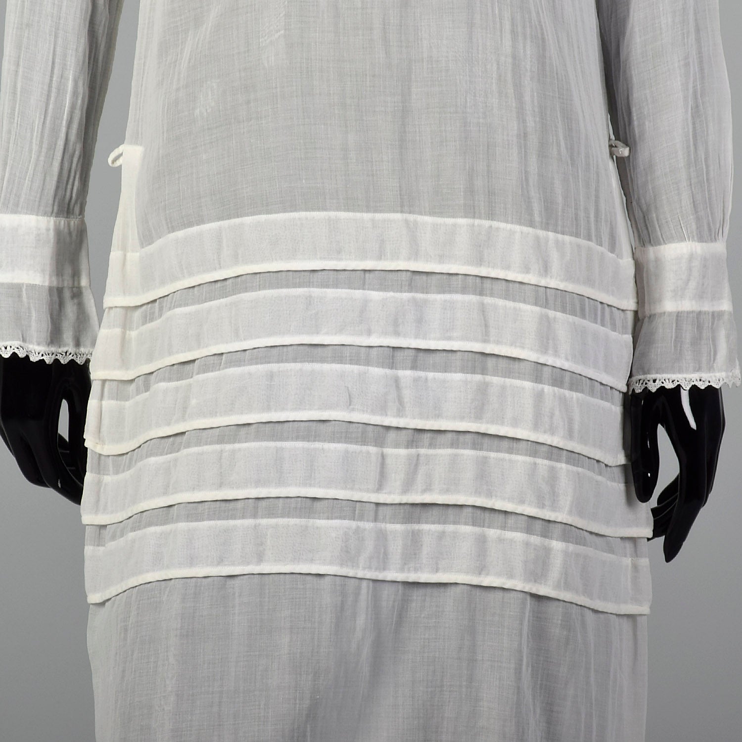 1920s Sheer White Embroidered Cotton Dress