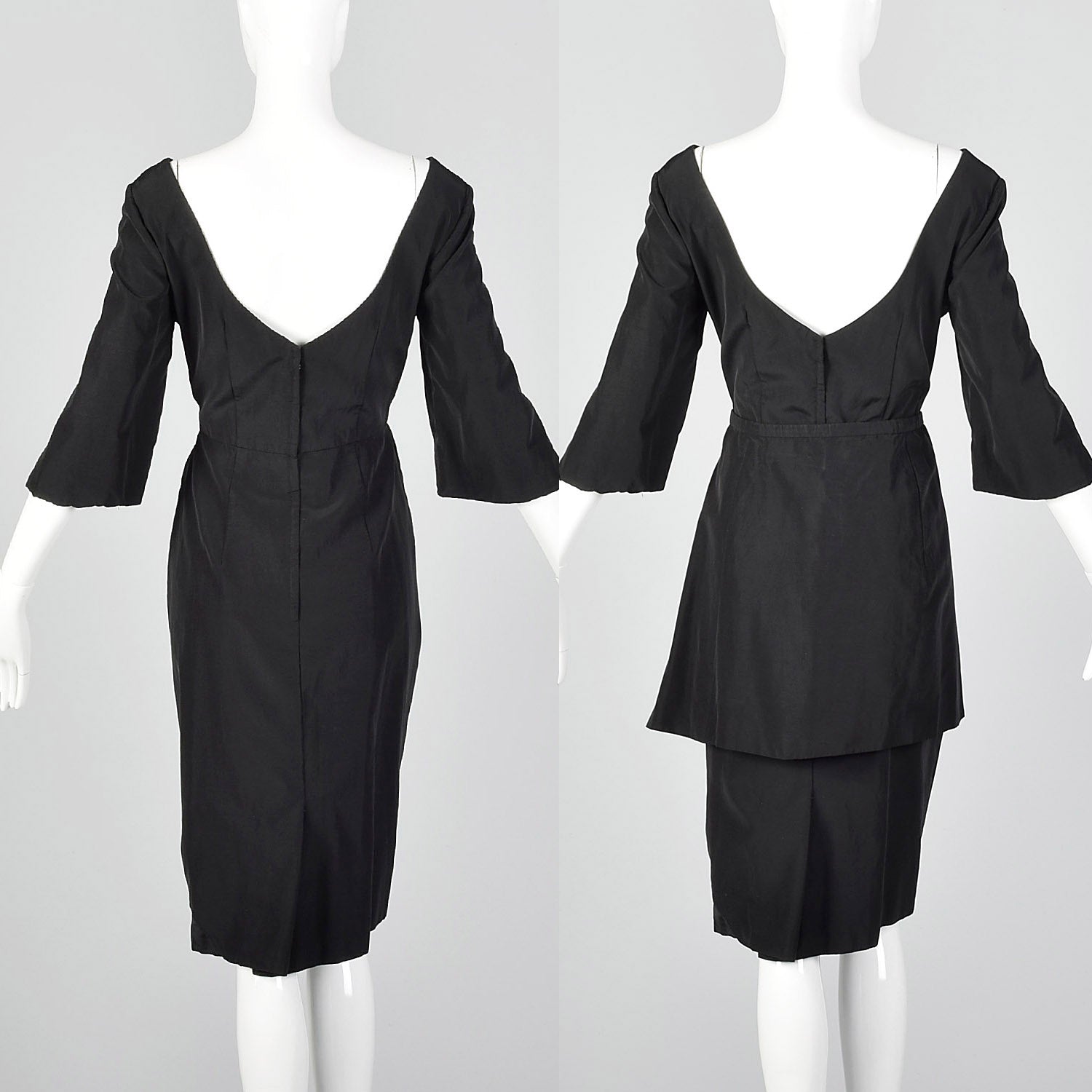 Large 1950s Black Dress and Overskirt