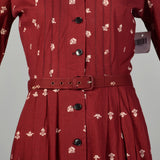 Medium 1950s Day Dress Cotton Novelty Print Casual Long Sleeve