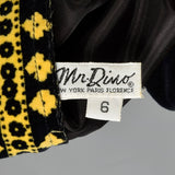 XXS 1970s Mr. Dino Velveteen Skirt Gold Black Print Maxi