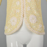 1960s Cardigan with Sequins and Woven Ribbon Design