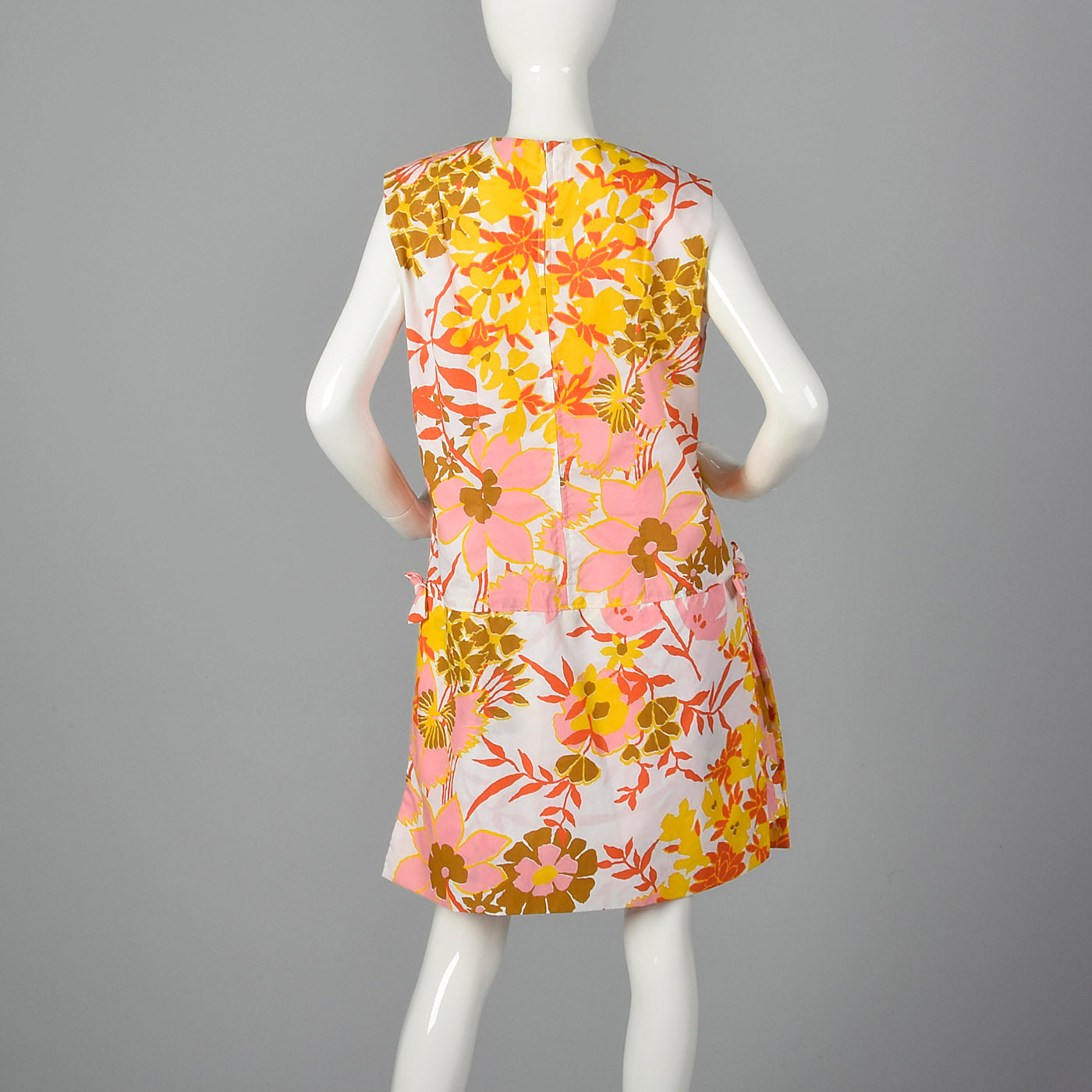 1960s Floral Romper with Overskirt and Zip Open Crotch