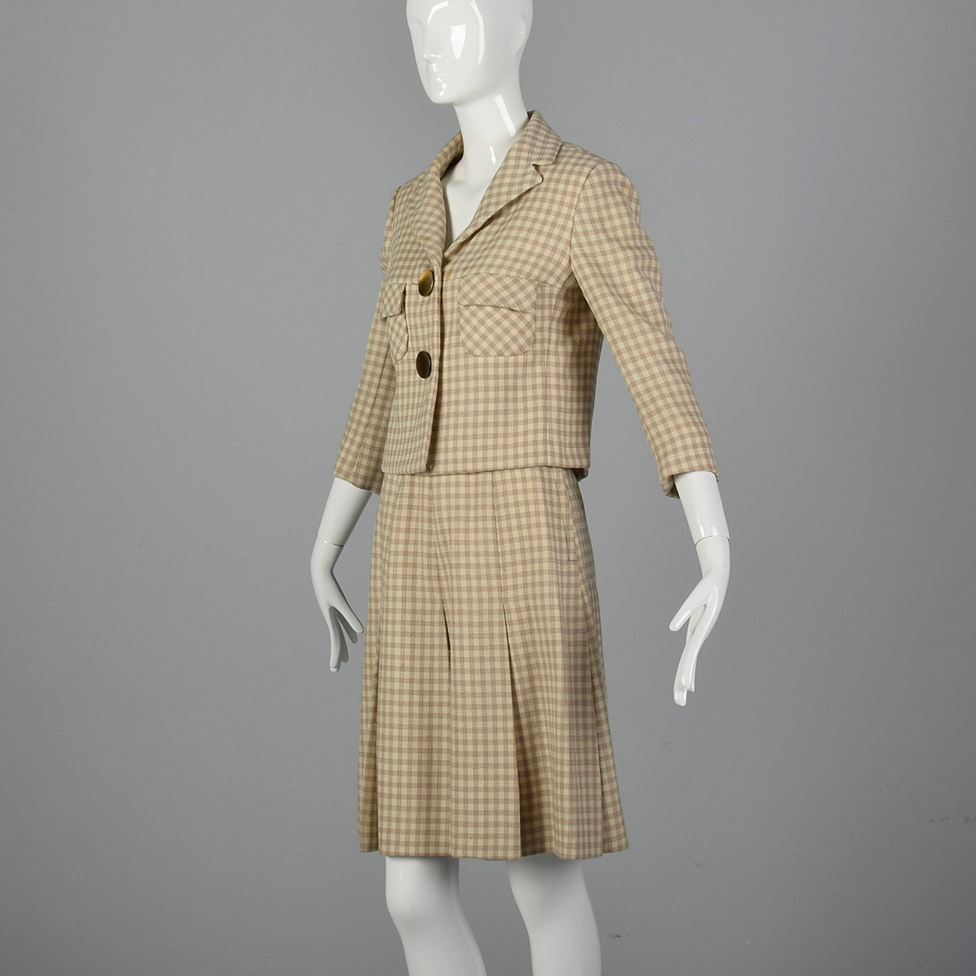 1960s Brown and Cream Skirt Suit