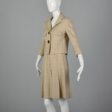1960s Brown and Cream Skirt Suit