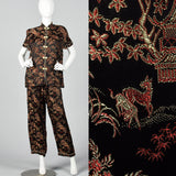 1960s Black Brocade Pajama Set