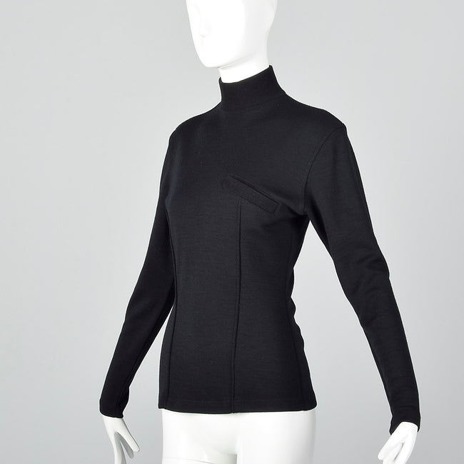 Small Gianni Versace Late 1980s Black Turtleneck Sweater