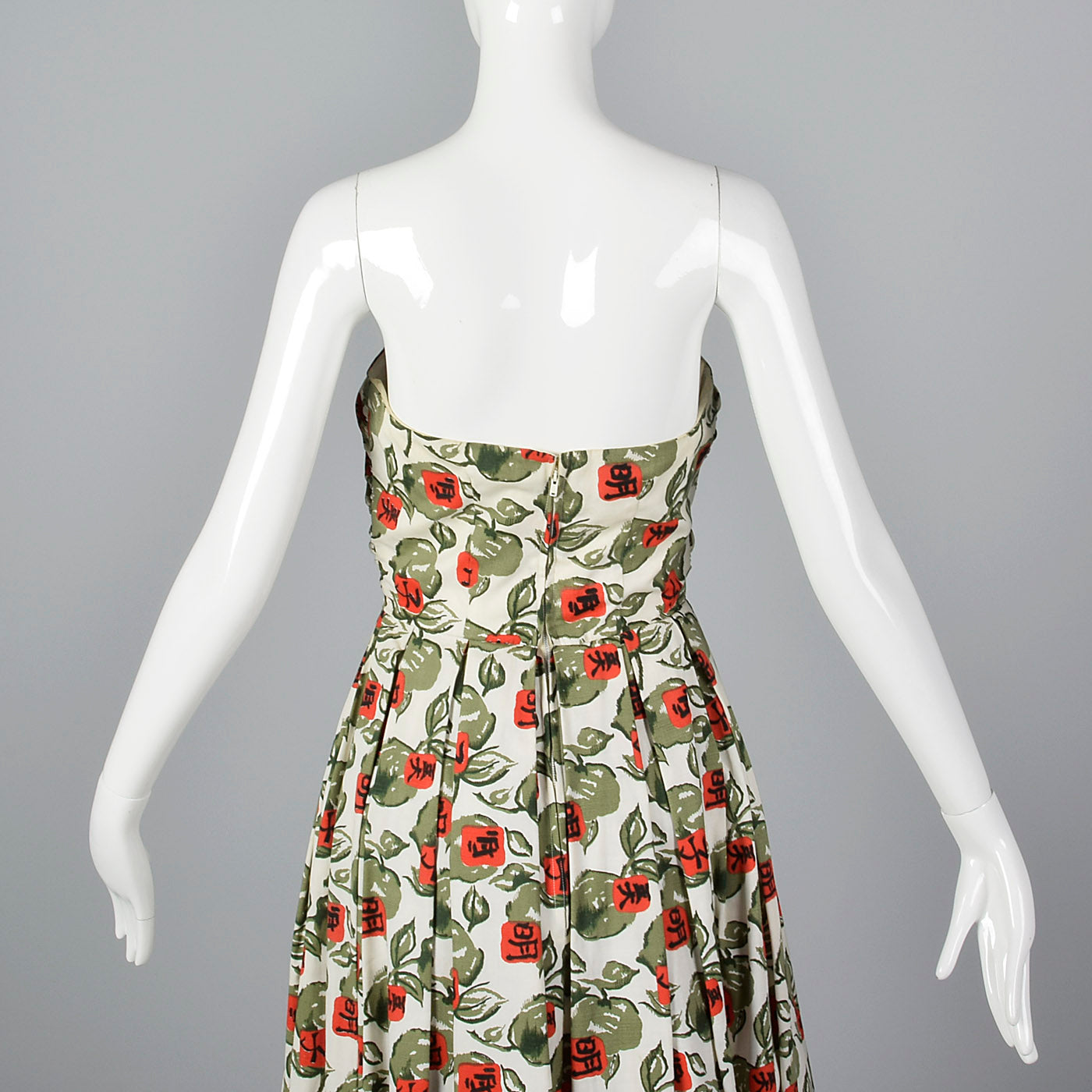 1950s Horrockses Novelty Print Strapless Dress