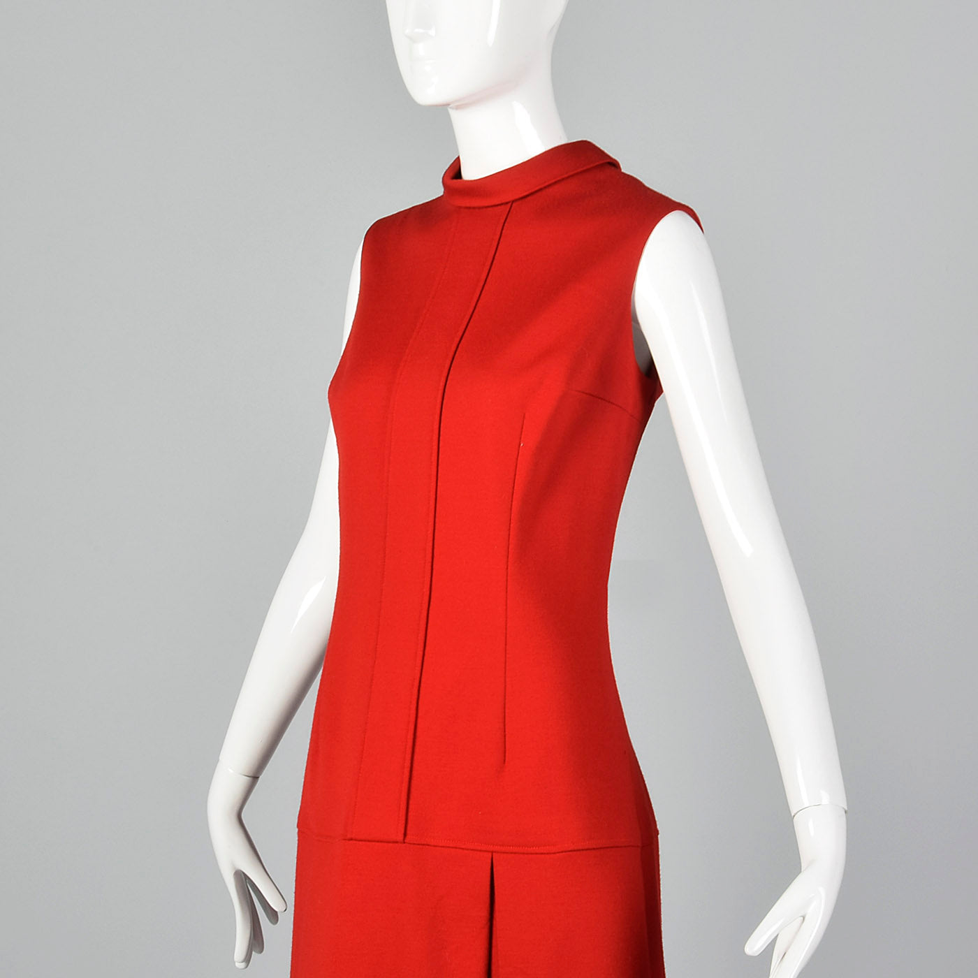 1970s Red Shift Dress with Drop Waist
