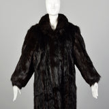 Large 1980s Black Long Hair Beaver Fur Coat