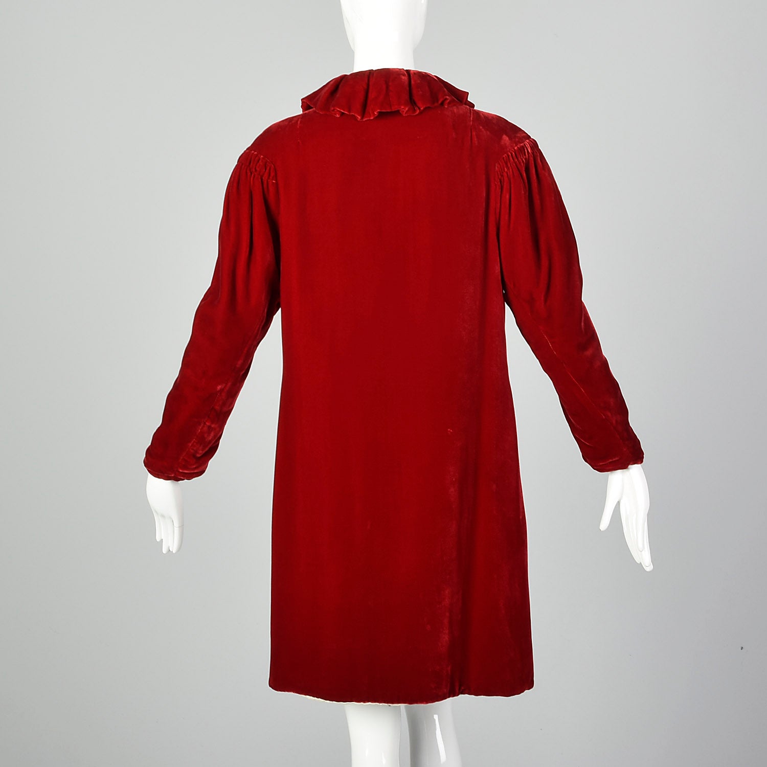 Small 1940s Red Silk Velvet Coat