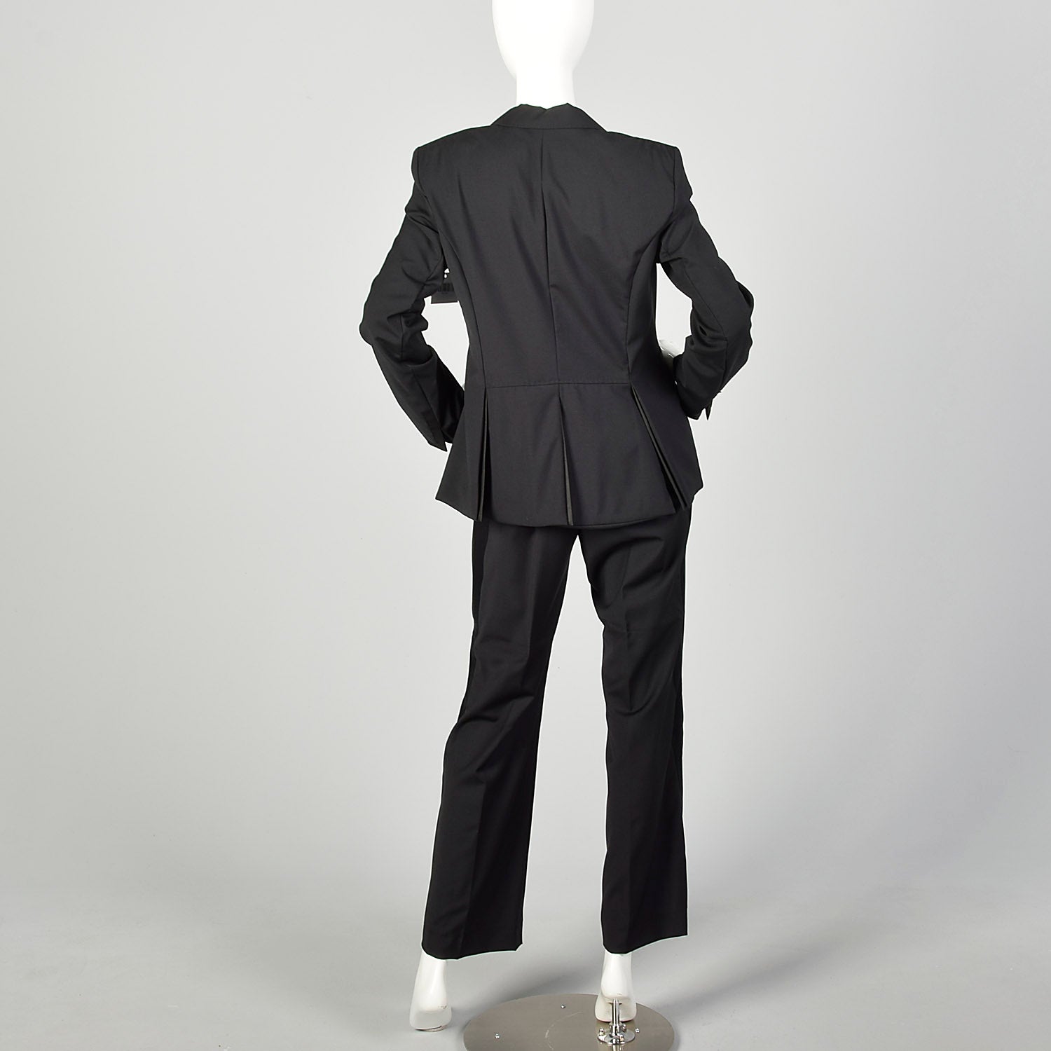 Medium 2000s Strenesse Tuxedo Hollywood Waist Trousers Black Satin Stripe Formal Suit