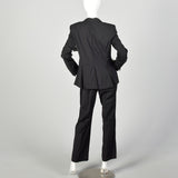 Medium 2000s Strenesse Tuxedo Hollywood Waist Trousers Black Satin Stripe Formal Suit