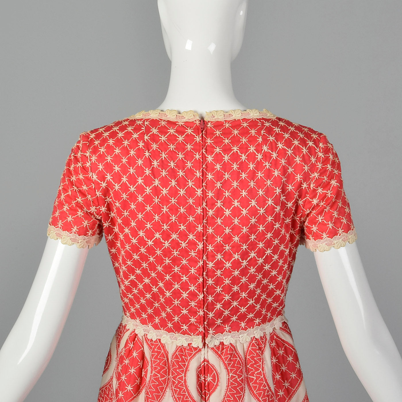 1970s Quilted Maxi Dress in Coral