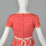 1970s Quilted Maxi Dress in Coral