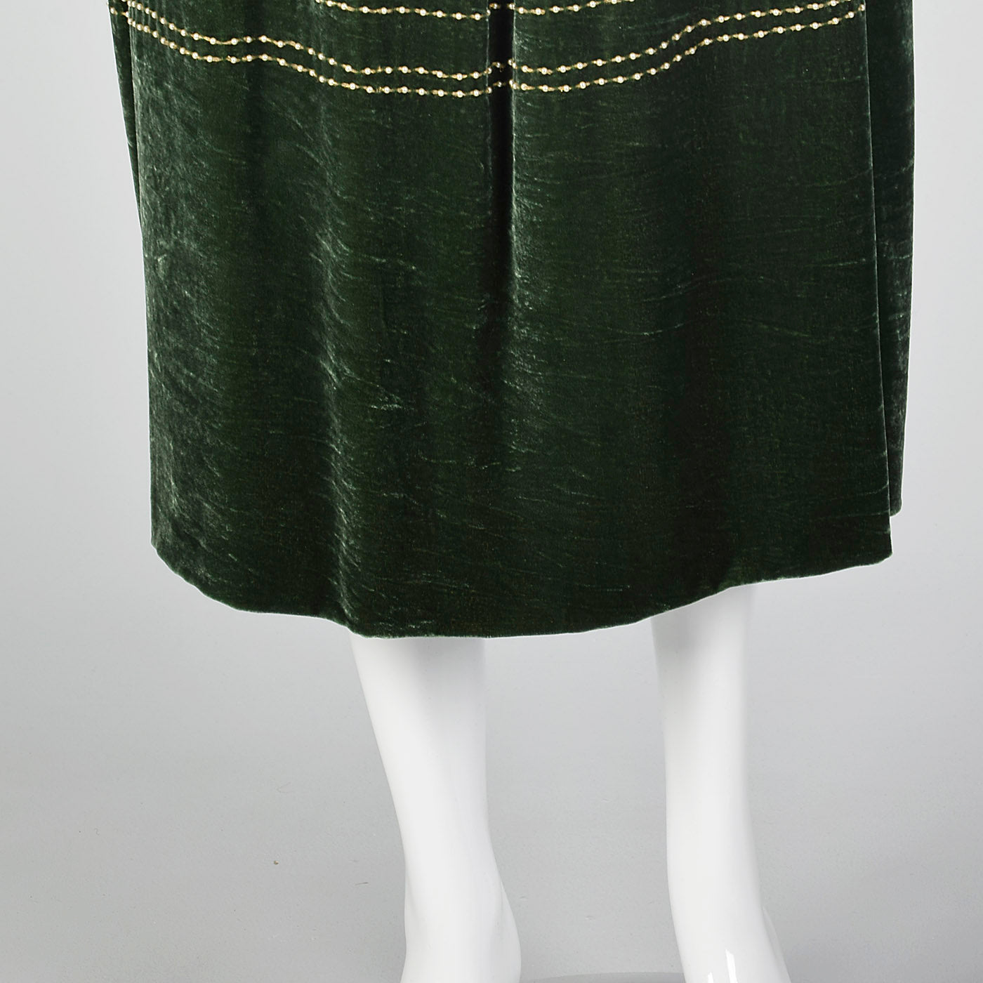 1990s Green Velvet Skirt with Beads