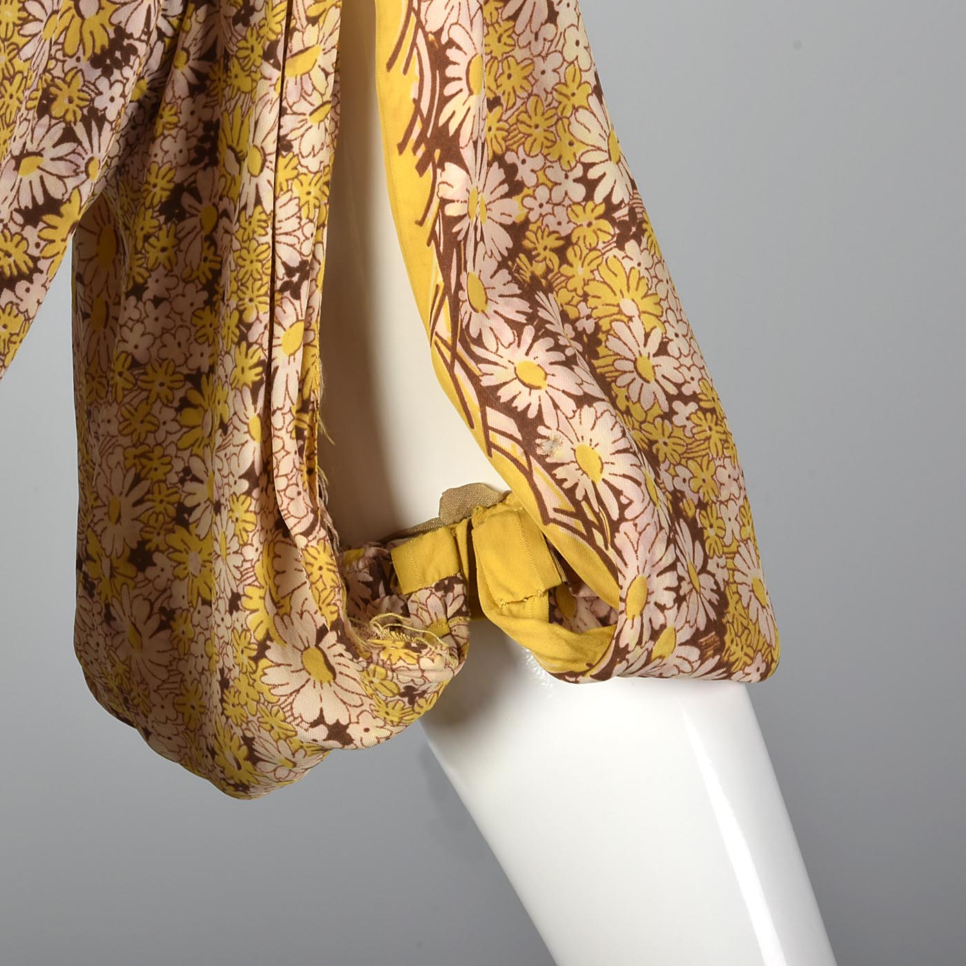 1930s Yellow Floral Dress with Open Sleeve Jacket