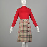 Medium 1960s Plaid Dress and Winter Coat Ensemble Long Sleeve Tweed Outfit
