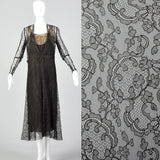 1930s Black Lace Evening Dress