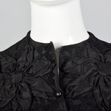1940s Black Dress with Three Dimensional Applique and Soutache
