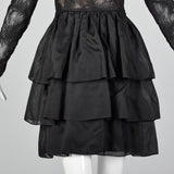 1980s Hanae Mori Black Lace Illusion Dress