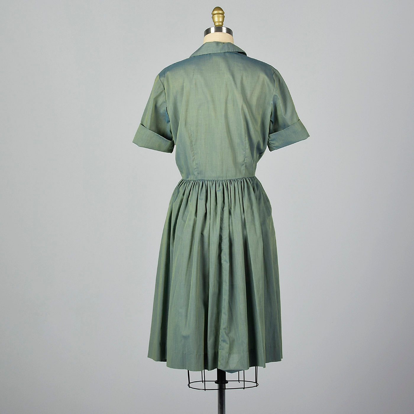 1960s Green and Blue Sharkskin Dress